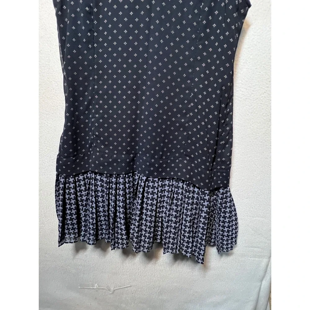 Abercrombie & Fitch Dress Size 10 Blue Sheer Sleeveless Houndstooth‎ Hem